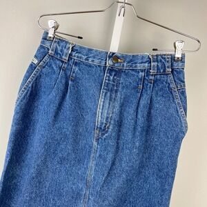 Vintage 80s Chic Midi Denim Pencil Jean Skirt Size 12 / 29 Waist Retro‎ Boho
